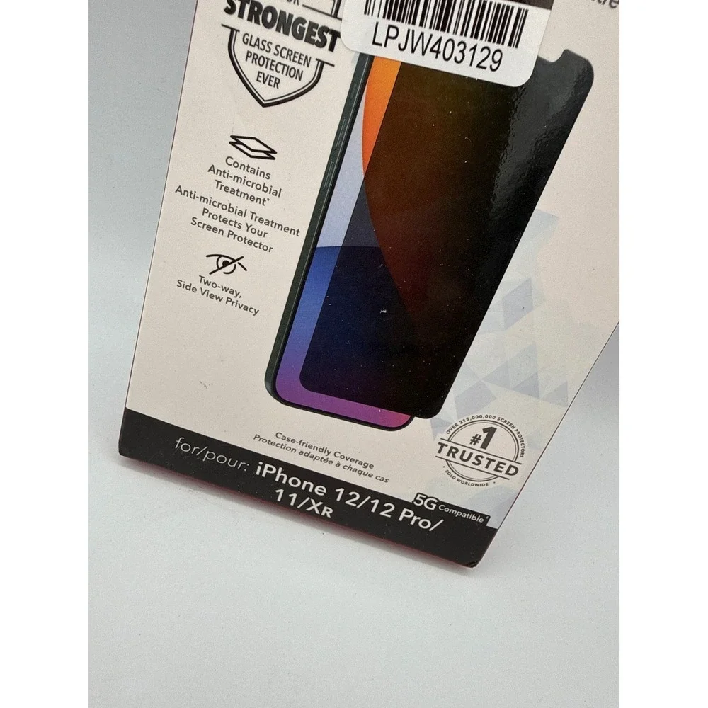 Zagg InvisibleShield Glass Elite Privacy+ iPhone 12/11/XR Black New Privacy